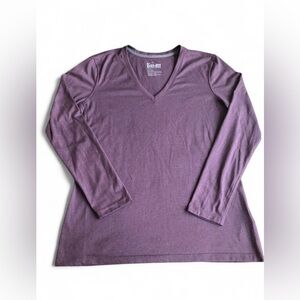 Nike Women's Long Sleeve Purple V-Neck Tee Size L